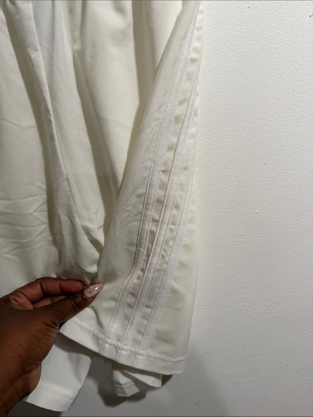 adidas Cream Elastic-Waist Mini Skirt